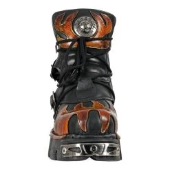 New Rock M.288-S1 Reactor Flame Ankle Boots (Black/Orange) -Unique Clothing&Accessories 79840 m 288 s1 b