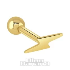 Blue Banana Lightning 9 Ct Gold 1.2 X 6mm Tragus Stud (Gold)