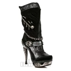 New Rock M.MAG034-C10 Magneto Stiletto Heel Boots (Black)