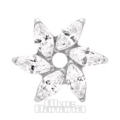 Blue Banana Polished Titanium Cubic Zirconia Flower Threadless Top (Silver)