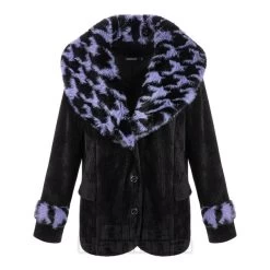 Jawbreaker Purple Fur Corduroy Jacket (Black/Purple)