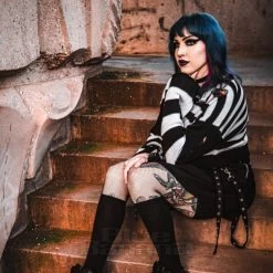 Heartless Layla Top (Black/White) -Unique Clothing&Accessories 940c5410911bc1d08a6f911494f3 layla top stripe