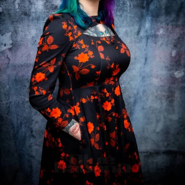 Bleeding Heart Red Flower Dress (Black) 6 Bleeding Heart Red Flower Dress (Black) - Image 4