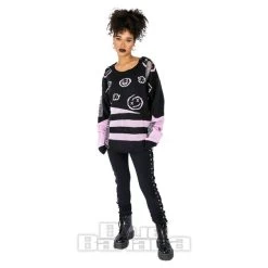 Heartless Split Jumper (Black/Pink) -Unique Clothing&Accessories 9b33dccfd96370c849802d40e487