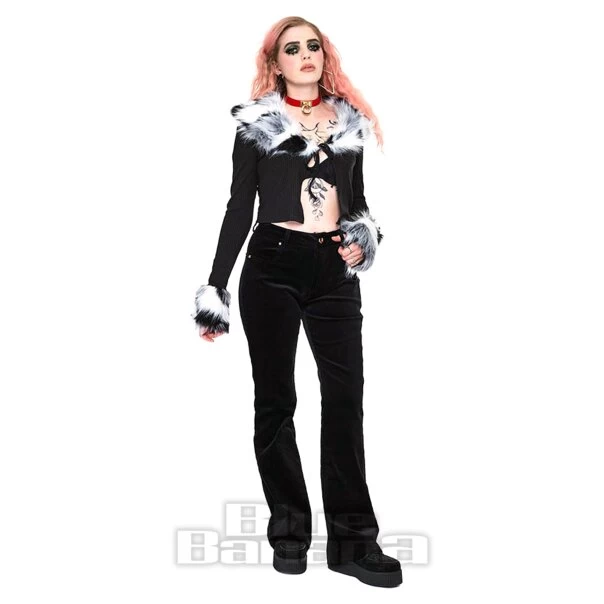 Jawbreaker Cropped Fur Trim Cardigan (Black) 5 Jawbreaker Cropped Fur Trim Cardigan (Black) - Image 3