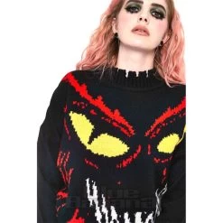 Jawbreaker Laughing Gremlin Oversized Jumper (Black) -Unique Clothing&Accessories a6b571b986a4b7384851512434a3