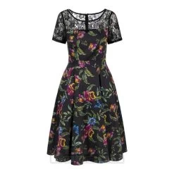 Bleeding Heart Floral Lace Dress (Black)