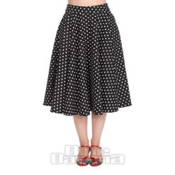 Banned Polka Dot Days Swing Skirt (Black)