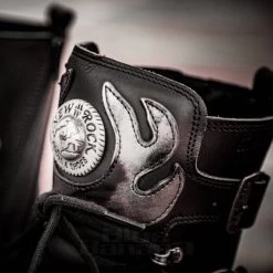 New Rock M.107-S2 Reactor Demon Flame Calf Boots (Black) -Unique Clothing&Accessories a8f07460941613420b1ff676d16b newrock boot branding