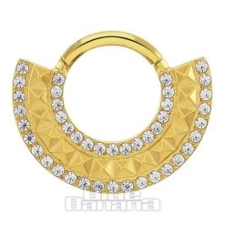 Blue Banana Plasma Gold 1.2 X 8mm 2 Row Stones Hinged Segment Ring (Gold)