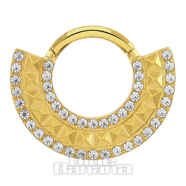 Blue Banana Plasma Gold 1.2 X 8mm 2 Row Stones Hinged Segment Ring (Gold) 2 Blue Banana Plasma Gold 1.2 X 8mm 2 Row Stones Hinged Segment Ring (Gold)