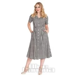 Banned Cherry Check Dress (Navy)