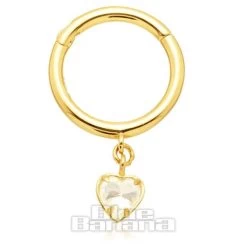 Blue Banana Cubic Zirconia Heart Drop 9 Ct Gold 1.0 X 8mm Hinged Segment Ring (Gold)