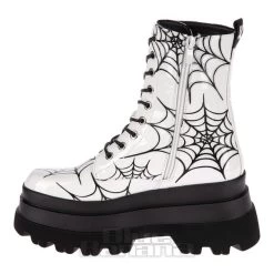 KOI FOOTWEAR Koi Web Trap Boots (White) -Unique Clothing&Accessories c1f03ff503ebaa8b9f9c75796aa7