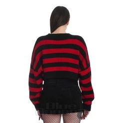 Banned Naenia Cropped Striped Cardigan (Black/Red) 7 Banned Naenia Cropped Striped Cardigan (Black/Red) -Unique Clothing&Accessories d42449d595135f39c63e61b835c2