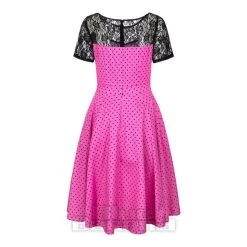 Bleeding Heart Polka Dot Lace Dress (Pink) -Unique Clothing&Accessories dbc431b893b33375f393dae5a56d