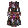 Bleeding Heart Floral Long Sleeve Black Dress (Multicoloured) -Unique Clothing&Accessories dc396e8985d7d74ba944edea7bd3 150791