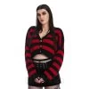 Banned Naenia Cropped Striped Cardigan (Black/Red)
