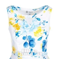 Bleeding Heart Blue & Yellow Flowers Dress (White) -Unique Clothing&Accessories e7644116761a3c17cbbf75b790d7 152089 c