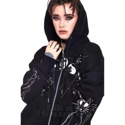 Jawbreaker Cosmic Cat Cropped Hoodie (Black) -Unique Clothing&Accessories edebcdcc64ae212cfa47e0785d7b