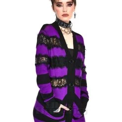 Jawbreaker Lace Stripe Cardigan (Purple) -Unique Clothing&Accessories ffb5d5c68009aa894a416bee6025 150611 c